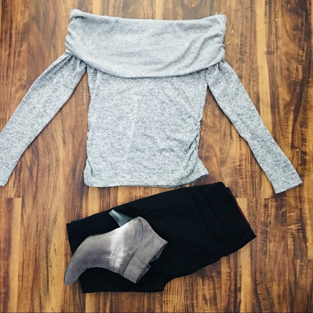 Soft Sexy Off Shoulder Cropped Sweater-S